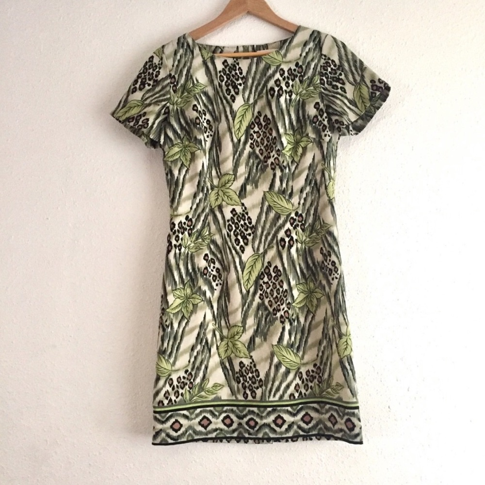 Kathie Lee Collection Cheetah Leaf Dress Sz 8